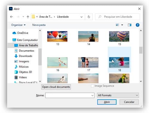Como abrir imagens no Photoshop CC