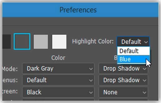 Alterando a cor de destaque para azul.