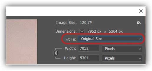 Comando de tamanho de imagem do Photoshop