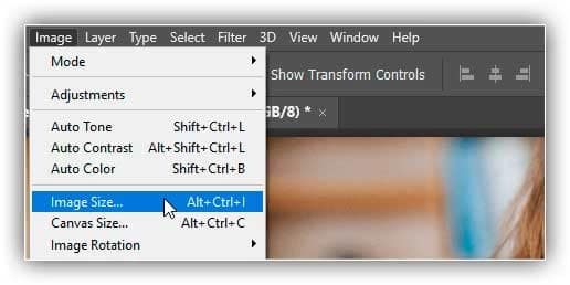 Comando de tamanho de imagem do Photoshop