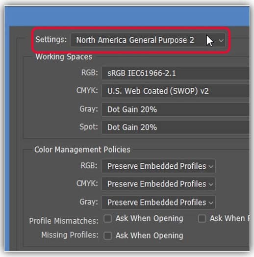 Configurações essenciais de cores do Photoshop