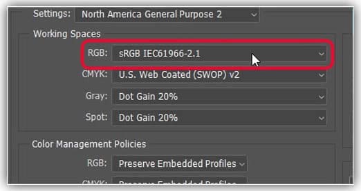 Configurações essenciais de cores do Photoshop