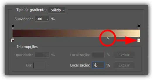 Arrastando o marcador do ponto médio para mais perto dos destaques.