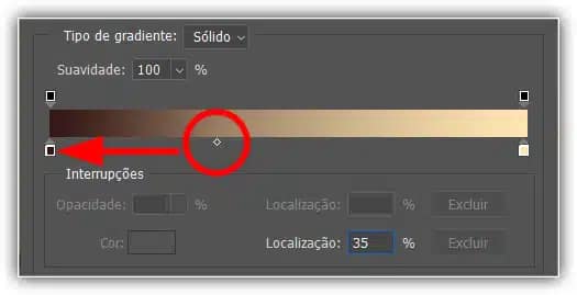 Arrastando o marcador do ponto médio para mais perto das sombras.