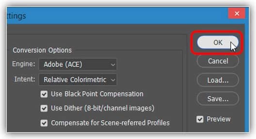 Clique em OK para fechar a caixa de diálogo Configurações de cores.
