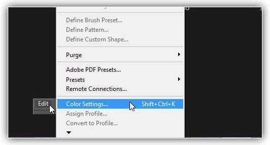 sincronizar as configurações de cores do Photoshop