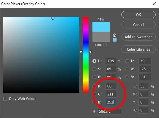 Texto efeito plástico fácil do Adobe Photoshop: Seletor de cores do Photoshop.