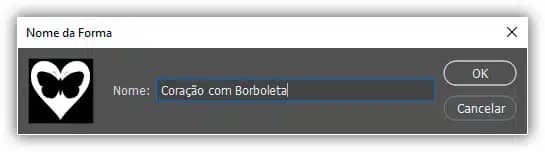 Nomeando a nova predefinição de forma.