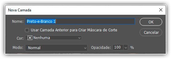 Fechando a caixa de diálogo Nova Camada.