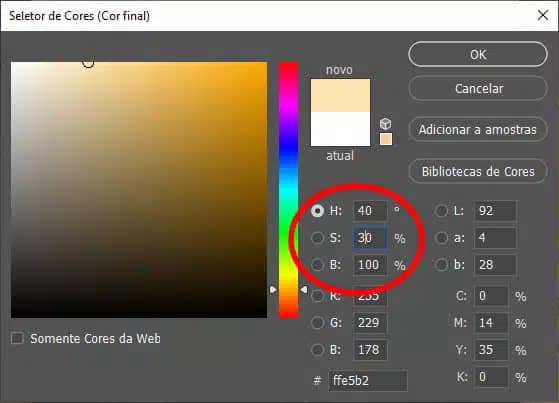 Escolhendo um amarelo brilhante para os destaques.