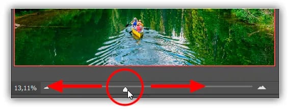 O controle deslizante de nível de zoom no painel Navegador.
