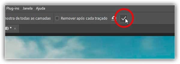 Clicando na marca de seleção para remover os objetos.