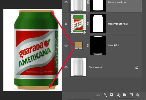 A camada de cores é aplicada automaticamente às suas seleções
