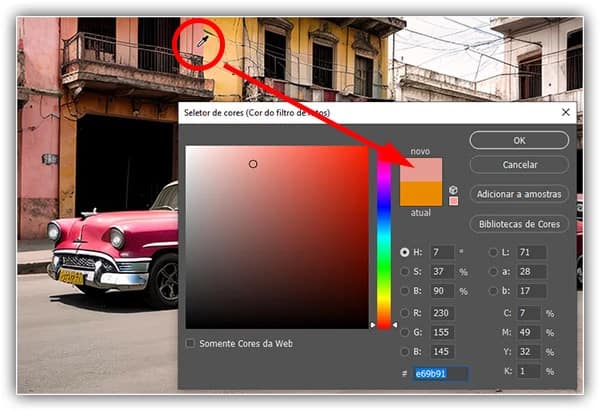 Com a máscara de camada desmarcada, o Photoshop agora seleciona a cor esperada.