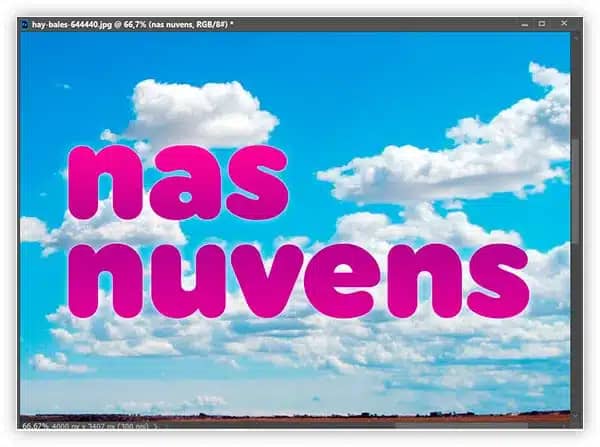 Como misturar texto em nuvens com o Photoshop