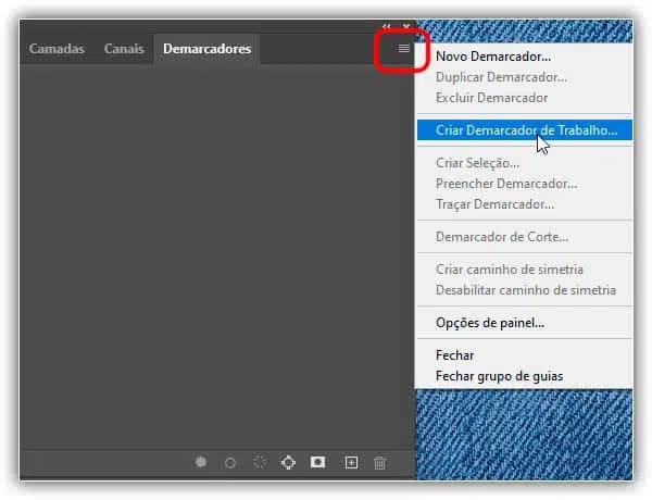 Criando demarcador de trabalho