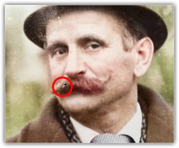 Amostra de uma boa cor do lado esquerdo do bigode.