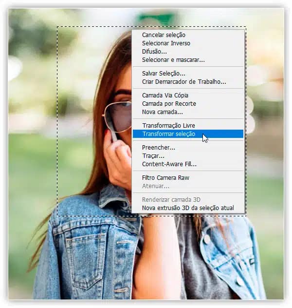 Como redimensionar seleções no Photoshop com transformar seleção