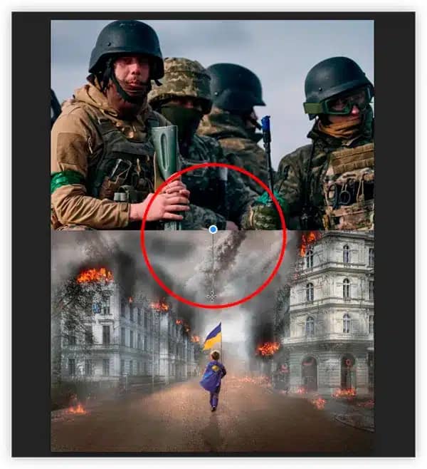 Desenhar um gradiente para misturar as duas imagens.