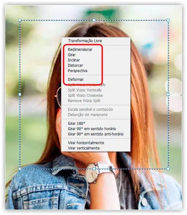 Como redimensionar seleções no Photoshop com transformar seleção