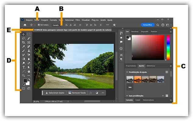 Aprenda a navegar-Visão geral do espaço de trabalho do Photoshop