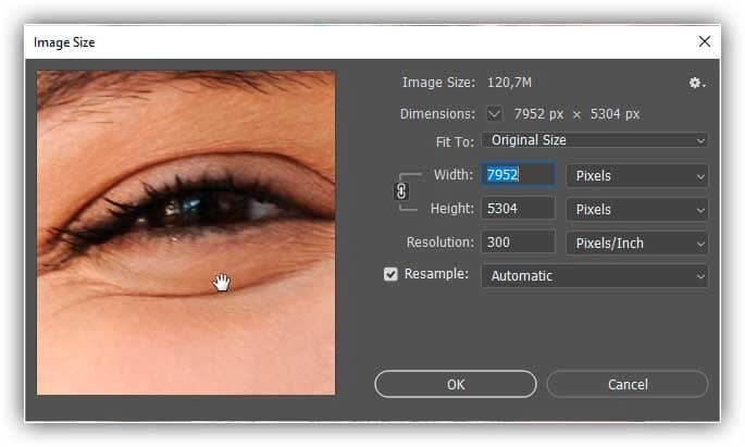 Comando de tamanho de imagem do Photoshop