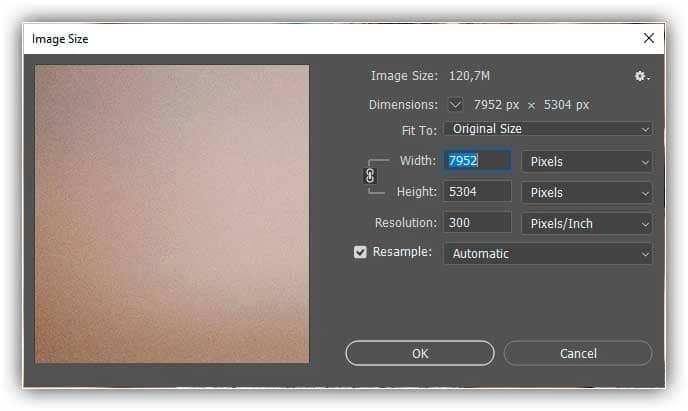 Comando de tamanho de imagem do Photoshop