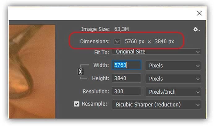 O Photoshop CC inclui uma nova opção de Dimensões na parte superior.