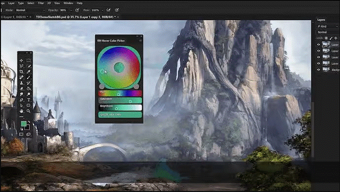 RH Hover Color Picker, um plugin do Photoshop.