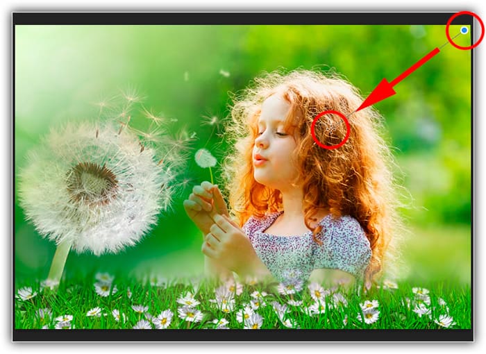 Desenhando outro gradiente de Primeiro Plano para Transparente, desta vez no canto superior direito da máscara.