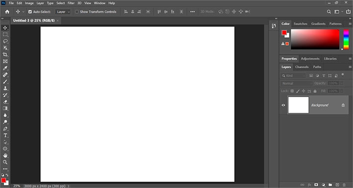 Como criar um novo documento no Photoshop