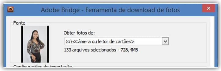 Como baixar fotos da sua câmera com o Adobe Bridge