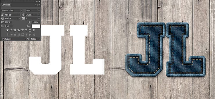 Aprenda Como fazer uma ação no Photoshop para criar um efeito de texto de jeans costurado no Photoshop