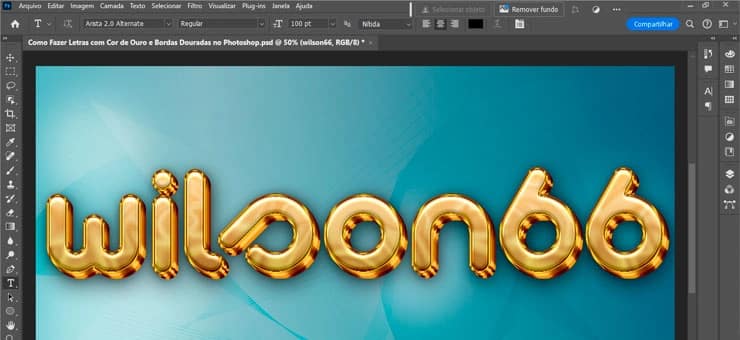 Como Fazer Letras com Cor de Ouro e Bordas Douradas no Photoshop