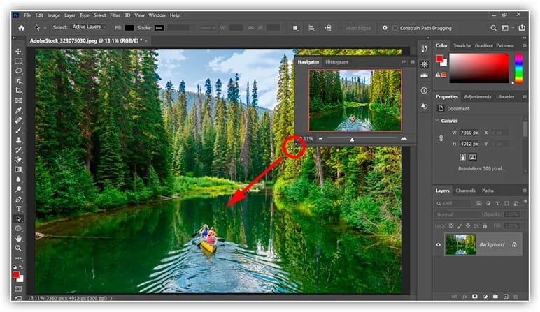Como usar o painel navegador do Photoshop