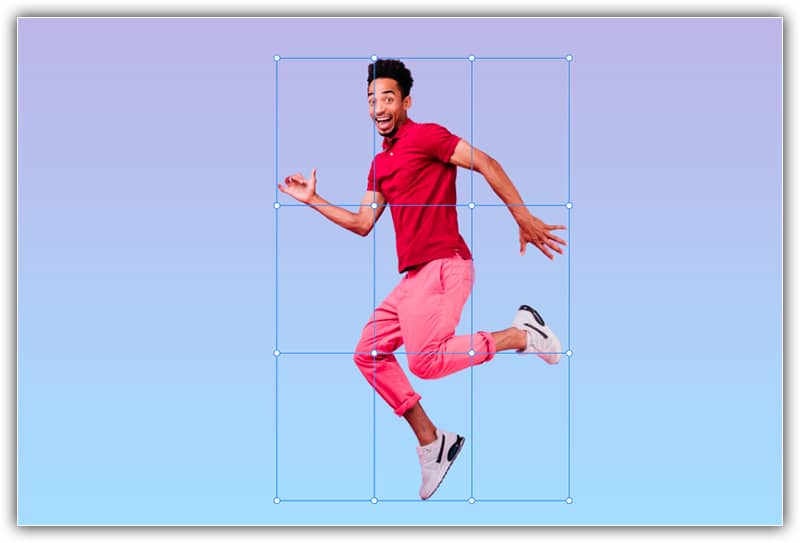 A predefinição da grade de distorção 3x3.