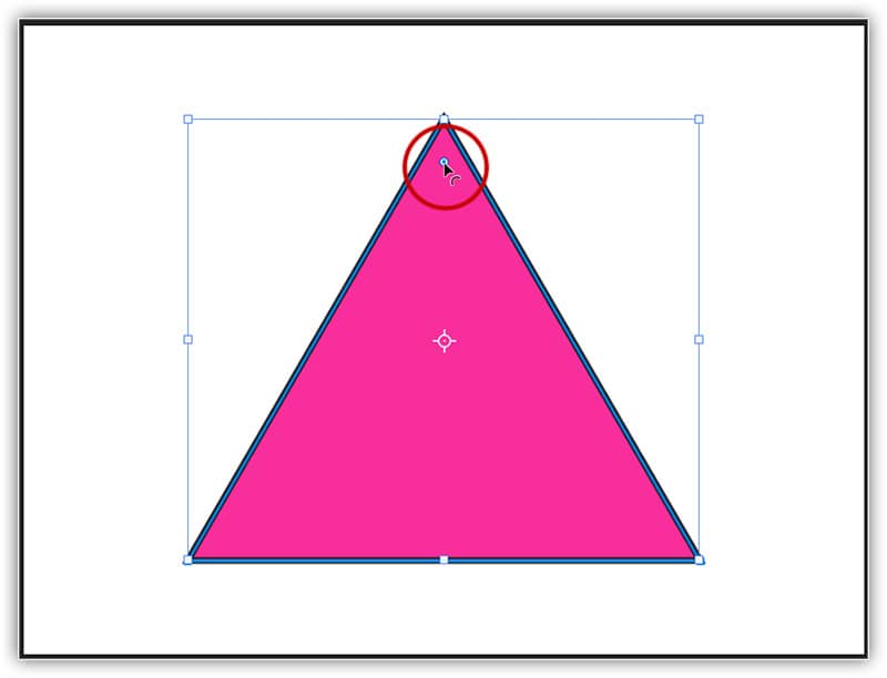 O controle do raio do canto para formas triangulares.