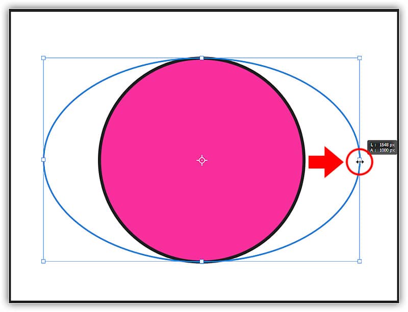Segurando Alt (Win) / Option (Mac) para redimensionar a forma elíptica a partir de seu centro.