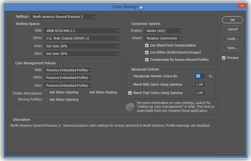 Configurações essenciais de cores do Photoshop