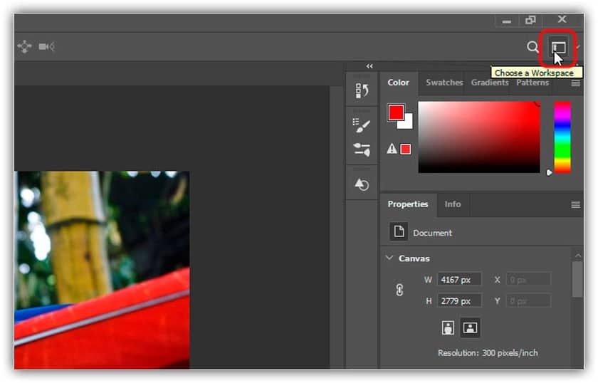O ícone da área de trabalho no Photoshop CC.