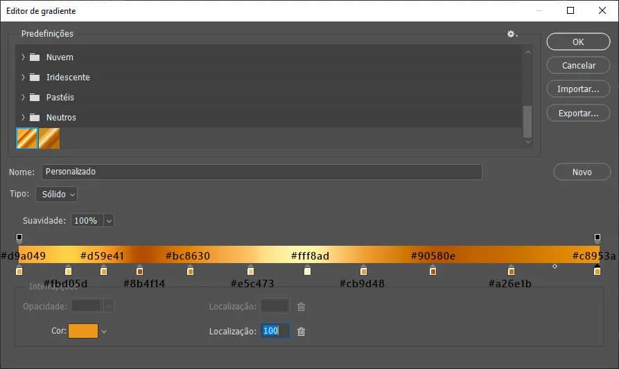 Editor de gradiente.