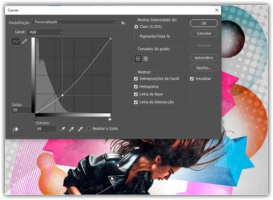 Aplicando um ajuste de curvas na textura.