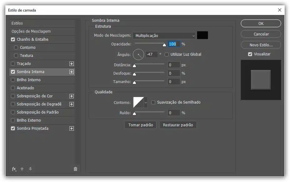 Adicionando sombra projetada