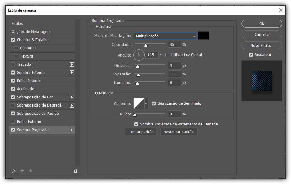 Aplicando uma sombra projetada.