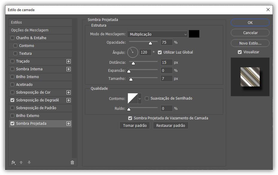 Sombra projetada.