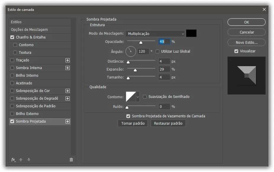 Aplique um estilo de sombra projetada.