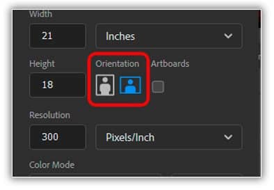 Os botões de orientação Retrato (à esquerda) e Paisagem (à direita).