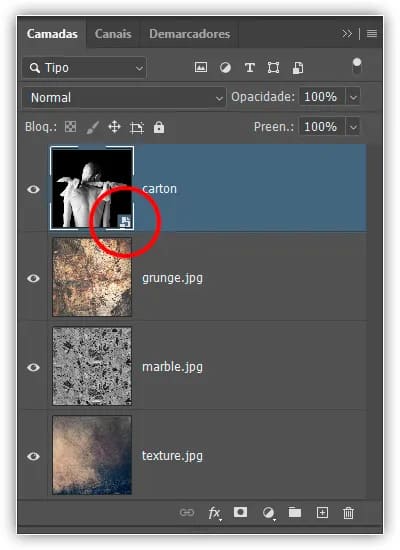 O Photoshop coloca a imagem como um objeto inteligente.