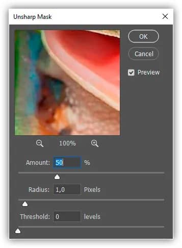 Nitidez de imagem fácil com máscara