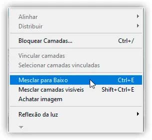 Indo para Camada > Mesclar para baixo.
